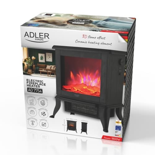 AD 7754 električni kamin, 2 stopnji gretja: 1000W/1800W, 3D efekt plamena 7