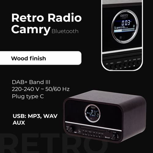 CAMRY CR 1182 Retro radio z Bluetooth 5