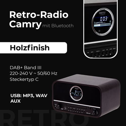 CAMRY CR 1182 Retro radio z Bluetooth 7