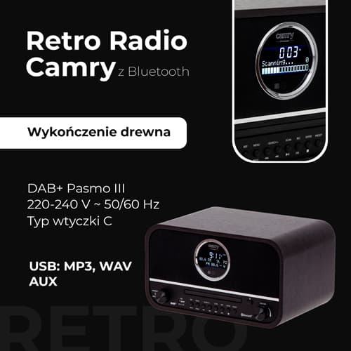 CAMRY CR 1182 Retro radio z Bluetooth 3