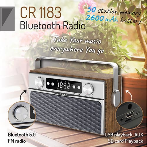CAMRY CR 1183 Prenosni radio z Bluetooth, 16W 8