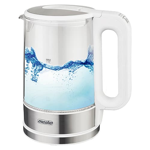 MESKO MS 1301 Steklen kuhalnik z regulacijo temperature, 1,7 l, bela