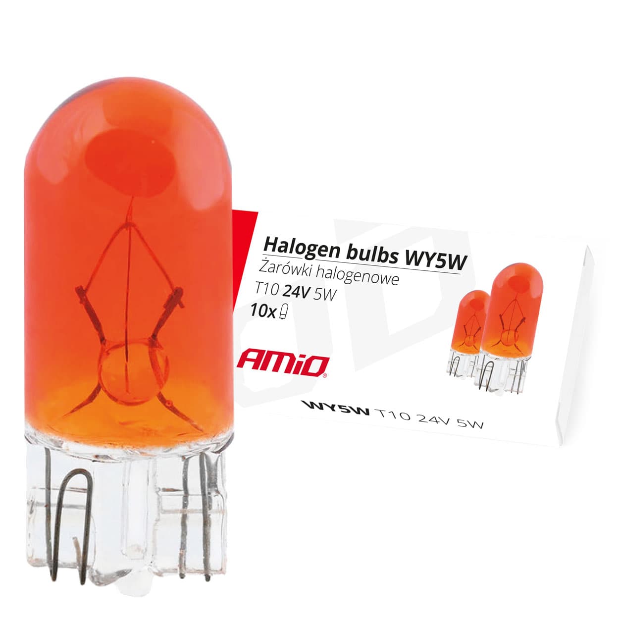 AMiO WY5W T10 Amber 24V 5W avtomobilska žarnica (10 kosov)