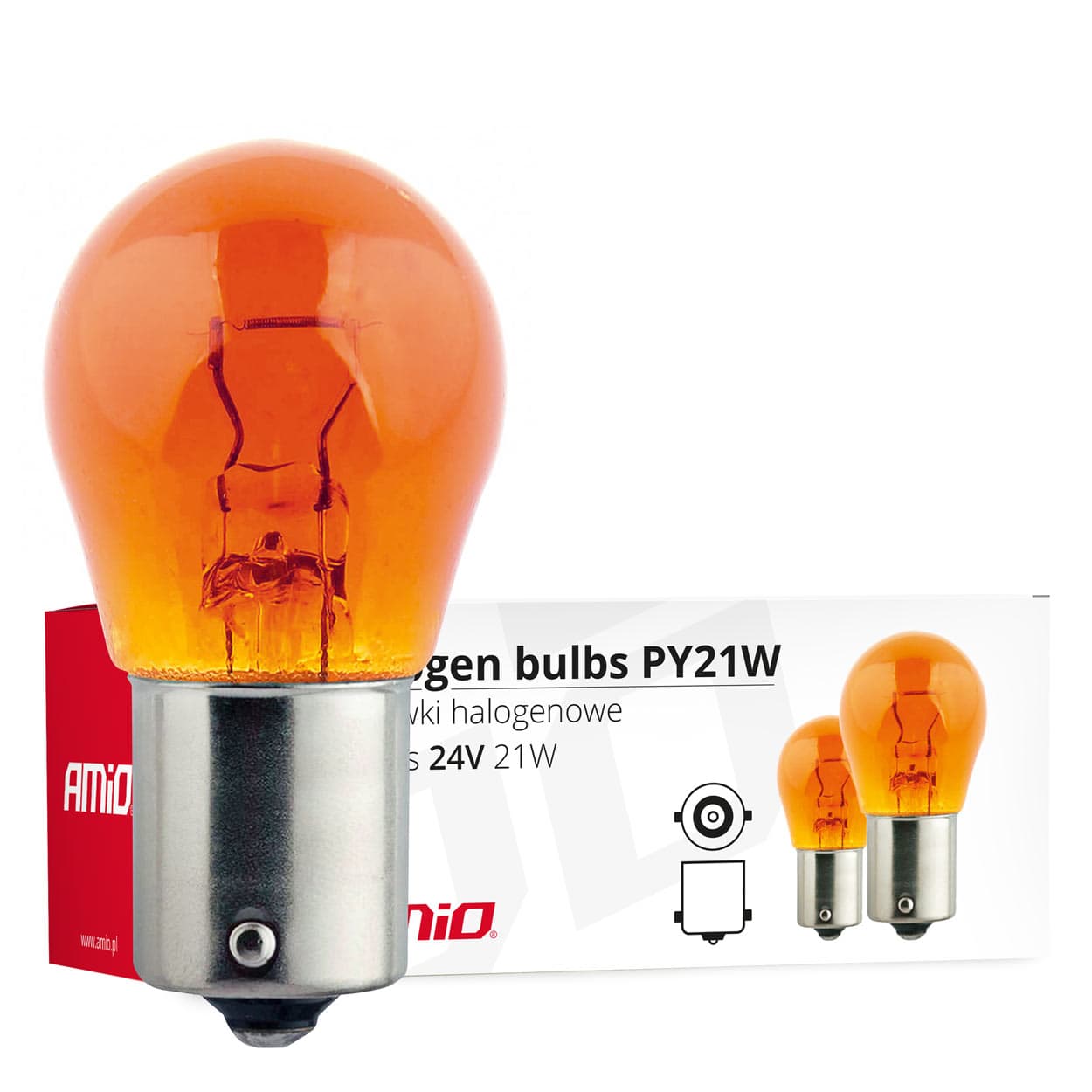 AMiO PY21W BA15s Amber 24V 21W avtomobilska žarnica (10 kosov)