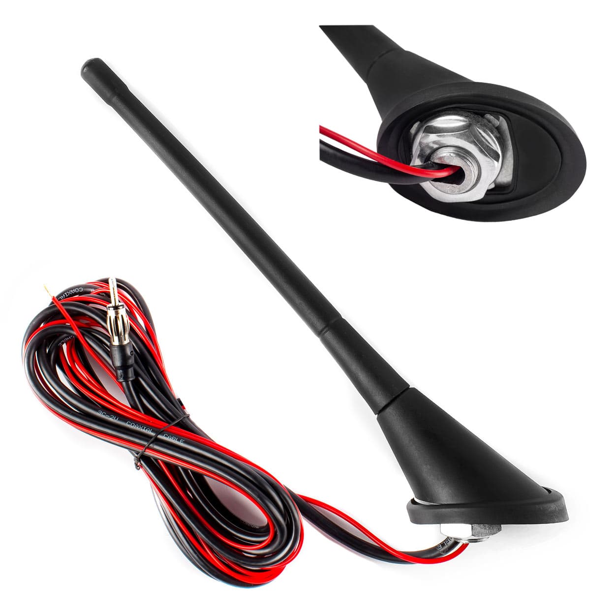AMiO Antena avtomobilska AM/FM z ojačevalnikom 12V, 18cm