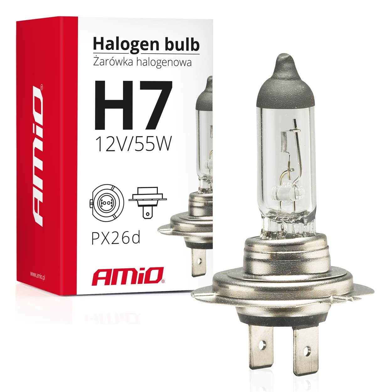 Avtomobilska halogen žarnica AMiO H7 12V 55W UV filter (E8)