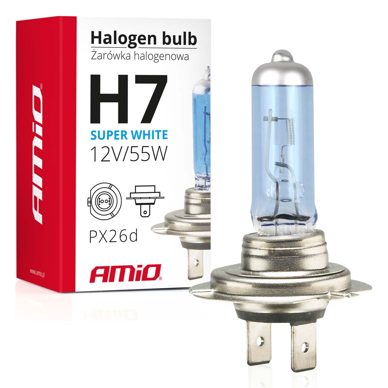 Avtomobilska halogen žarnica AMiO H7 12V 55W Super White (E8)