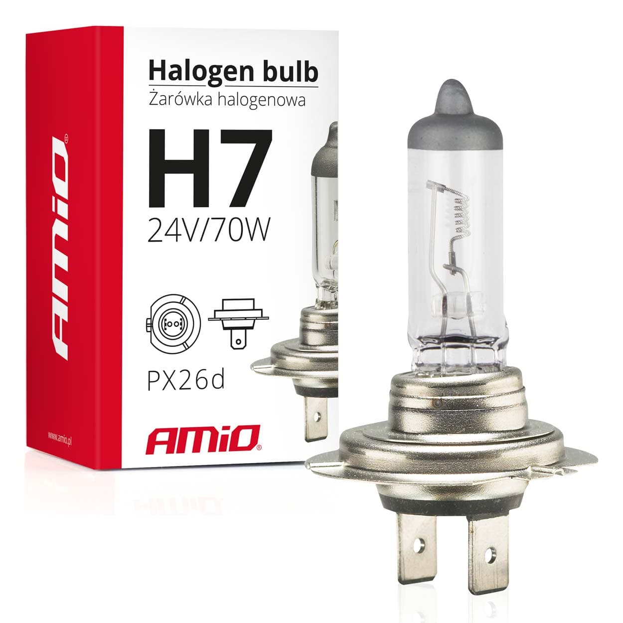 AMiO H7 24V 70W avtomobilska halogenska žarnica z UV filtrom (E8)