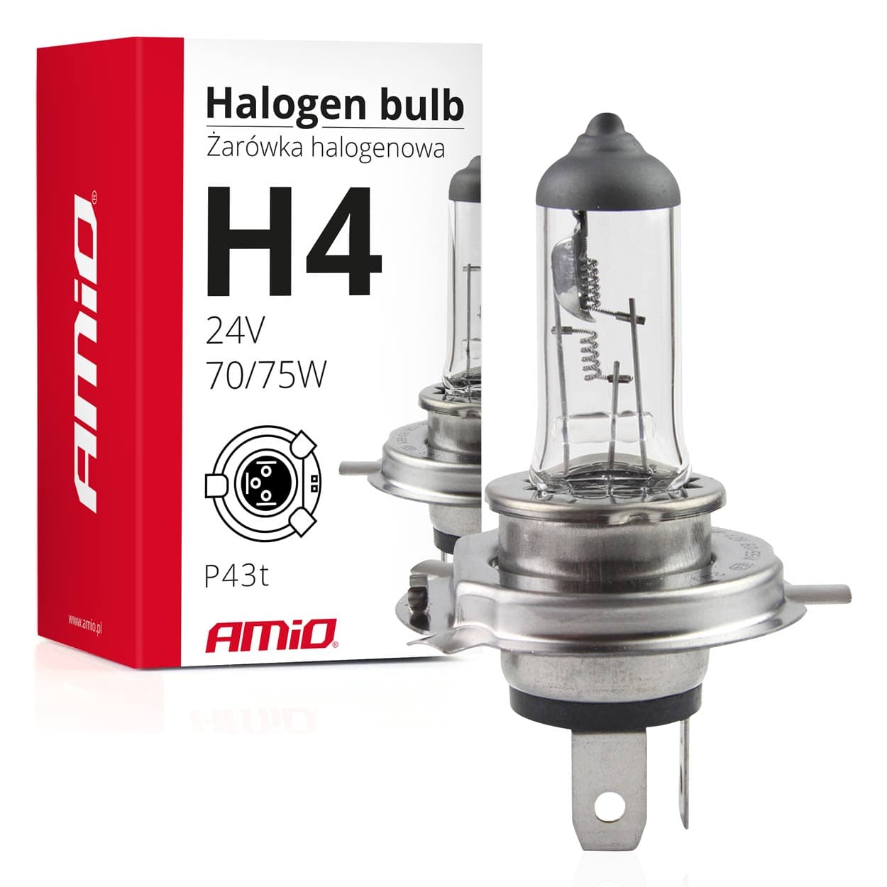 Avtomobilska halogen žarnica AMiO H4 24V 75/70W UV filter (E8)
