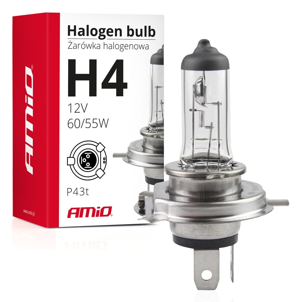 Avtomobilska halogen žarnica AMiO H4 12V 60/55W UV filter (E8)