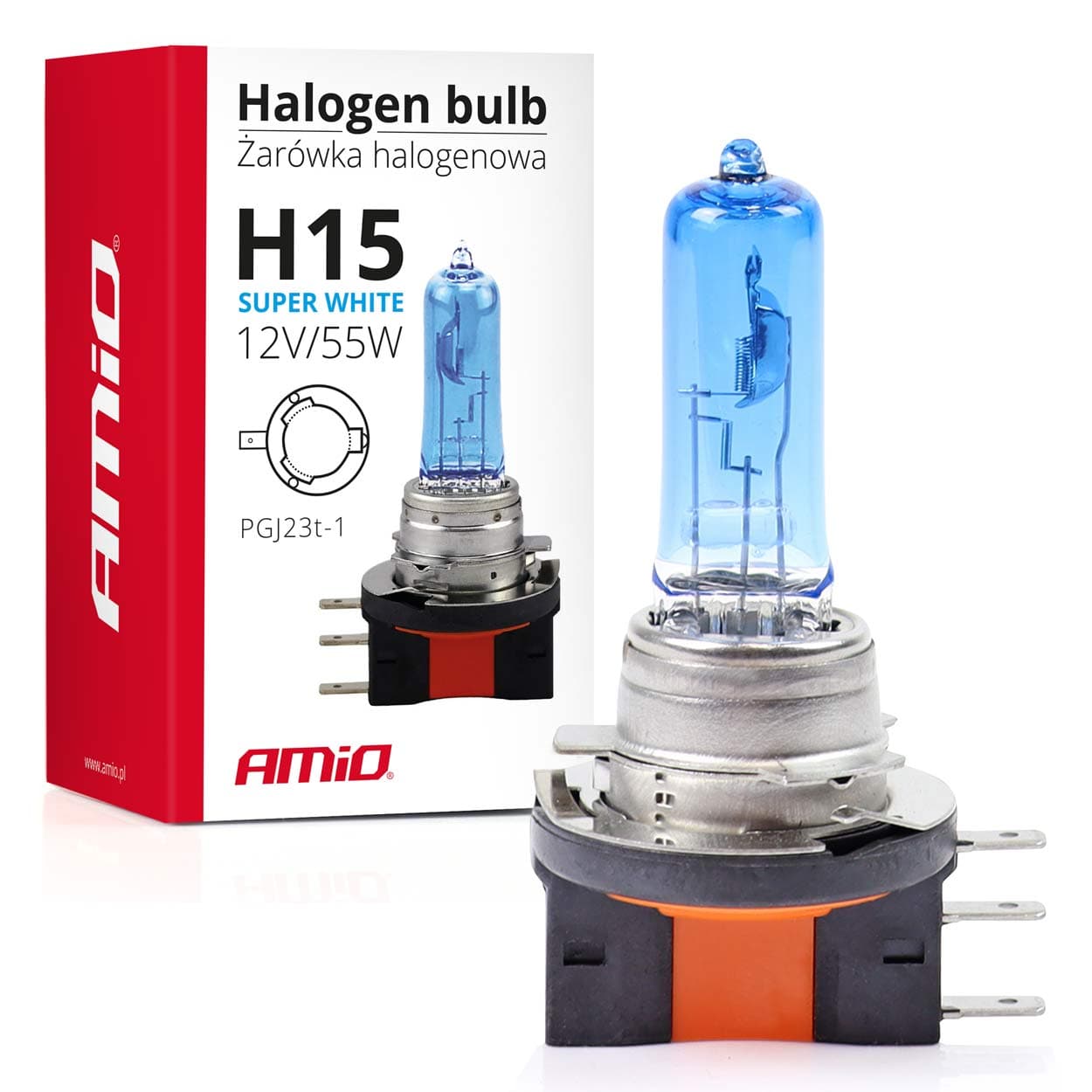 Halogenska žarnica AMiO H15 12V 55W Super White