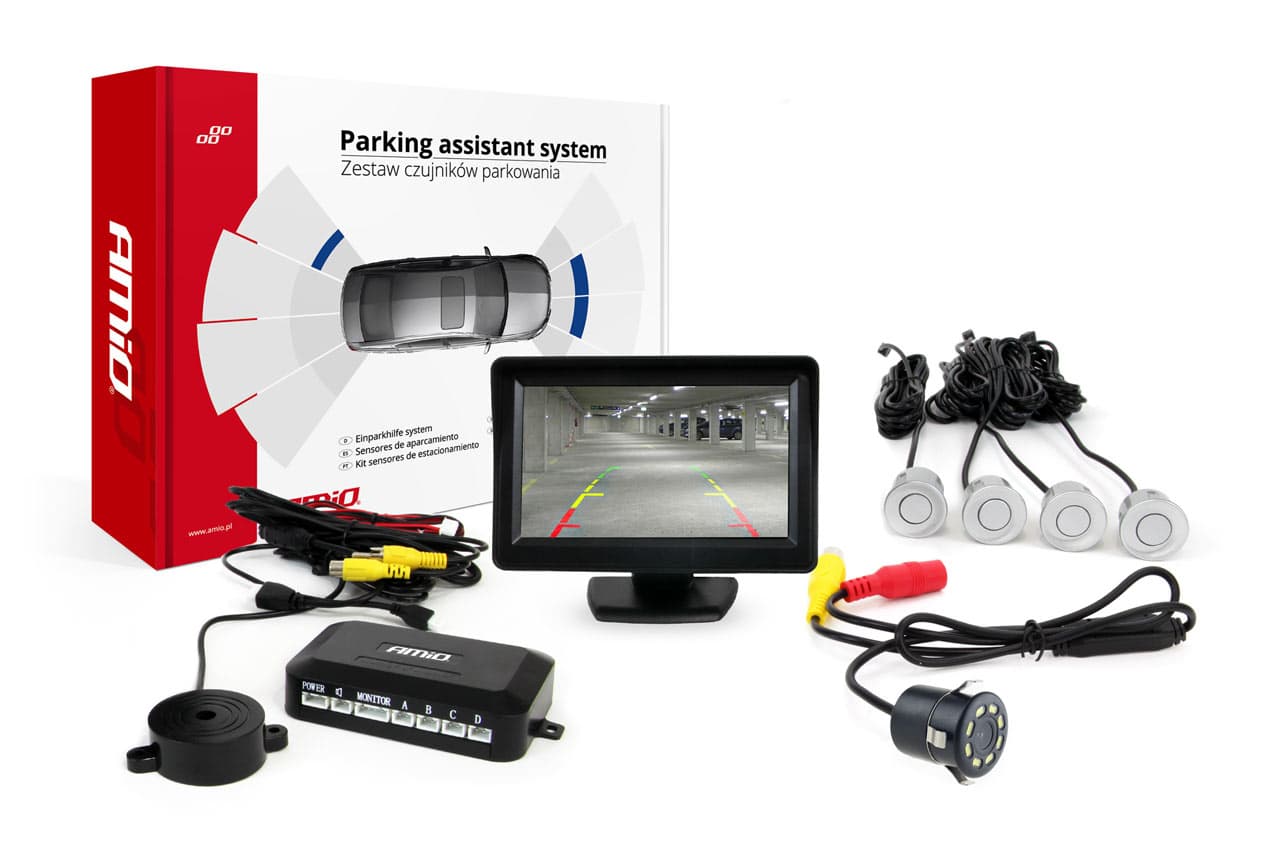 P parking senzorji AMiO TFT01 4,3" s srebrno HD-308 kamero
