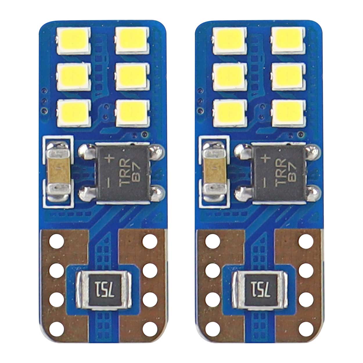 LED žarnica AMiO CANBUS W5W T10E (Wedge), bela, 12V/24V, 12x SMD 2016