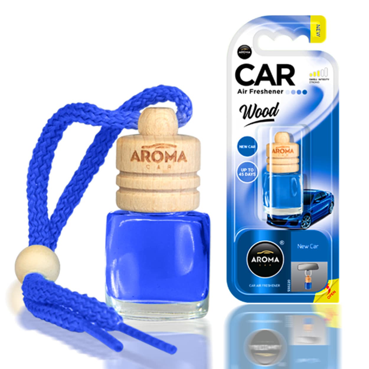AMiO osvežilec zraka AROMA WOOD New Car, steklenička z lesenim zamaškom