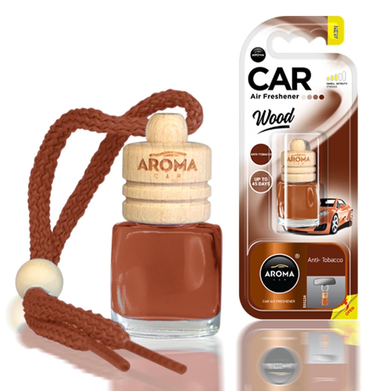 AROMA CAR Aroma Wood osvežilček za avto, vonj antitabacco