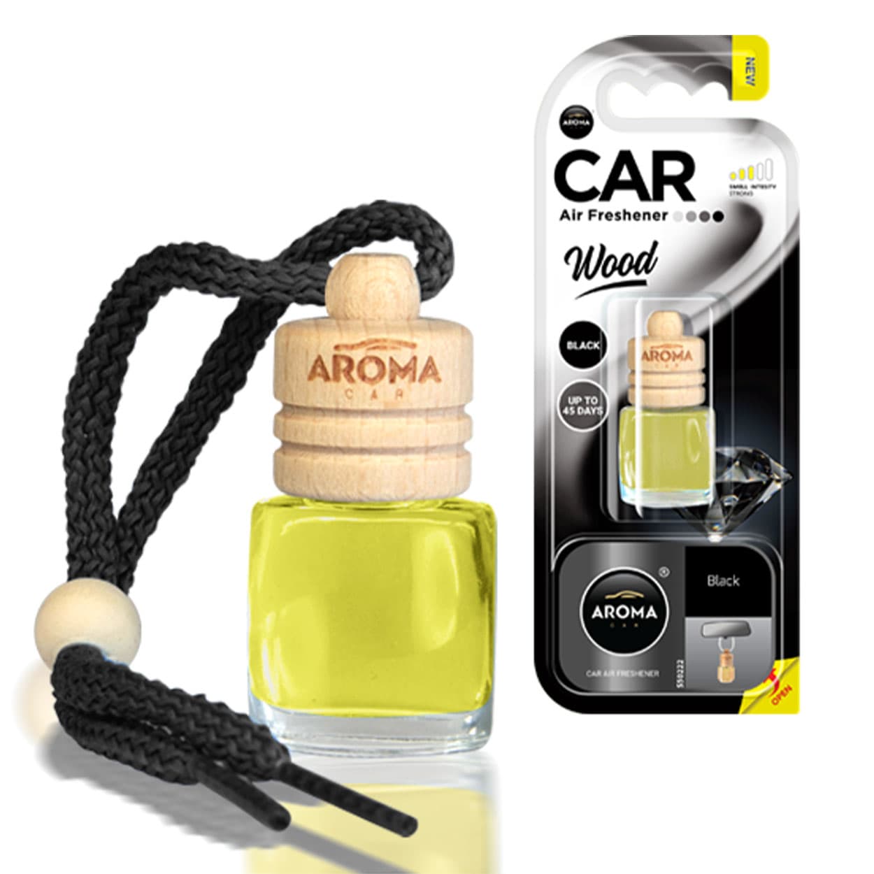 AROMA CAR Aroma Wood osvežilček za avto, črna