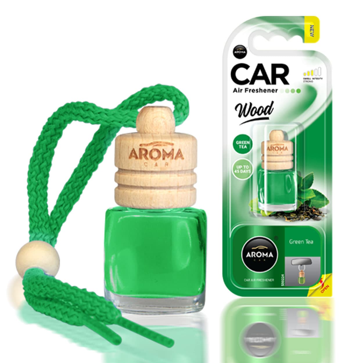 AROMA CAR Aroma Wood osvežilček za avto, zelen čaj