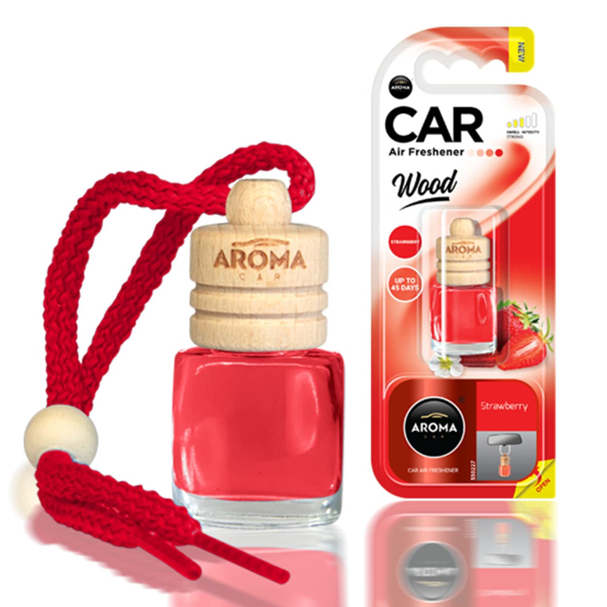 AMiO osvežilec zraka AROMA WOOD Strawberry, steklenička z lesenim zamaškom