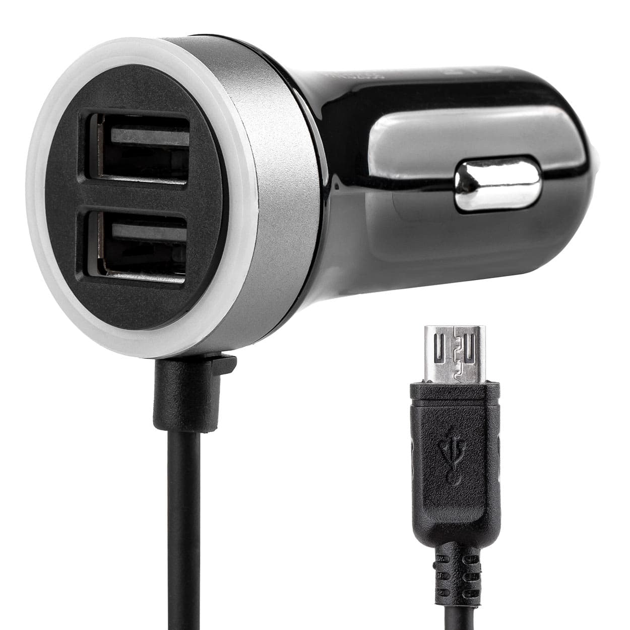 AMiO avtomobilski polnilnik PCH PRO-01 (MicroUSB + 2xUSB, 2.4A)