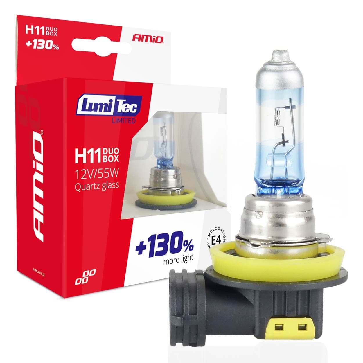 AMiO Halogenske žarnice H11 12V 55W LumiTec Limited +130%