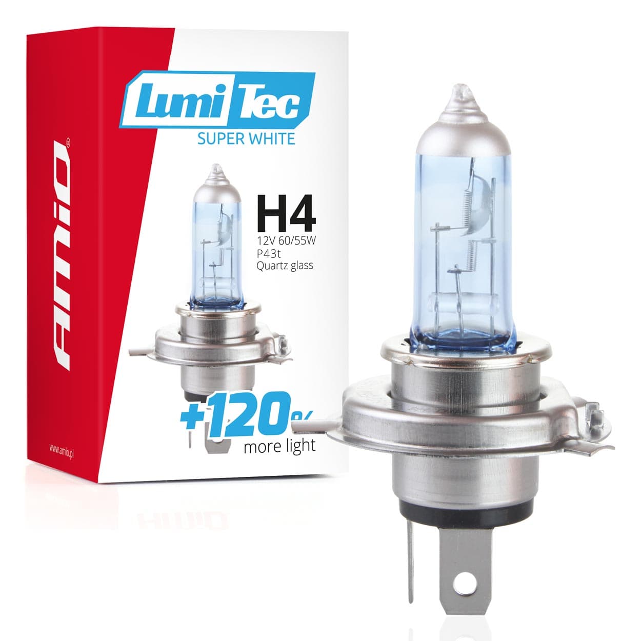 AMiO H4 12V 60/55W LumiTec Super White +120% žarnica