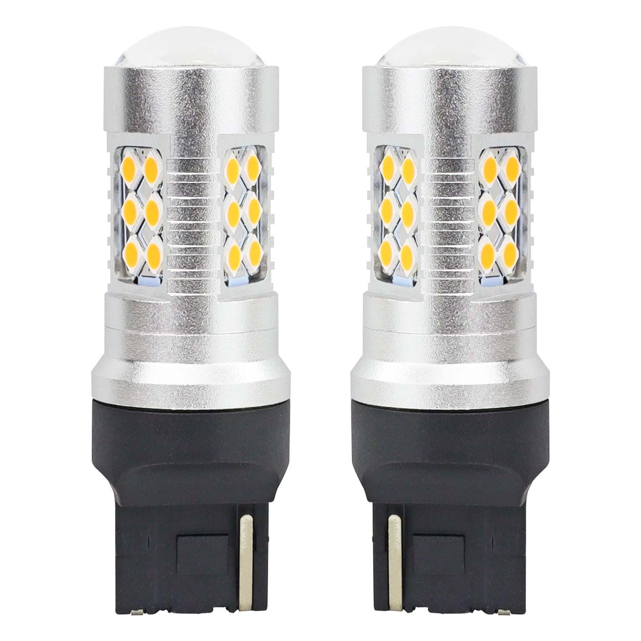 LED žarnici AMiO T20 W21W Canbus 3030 24SMD oranžna (par)
