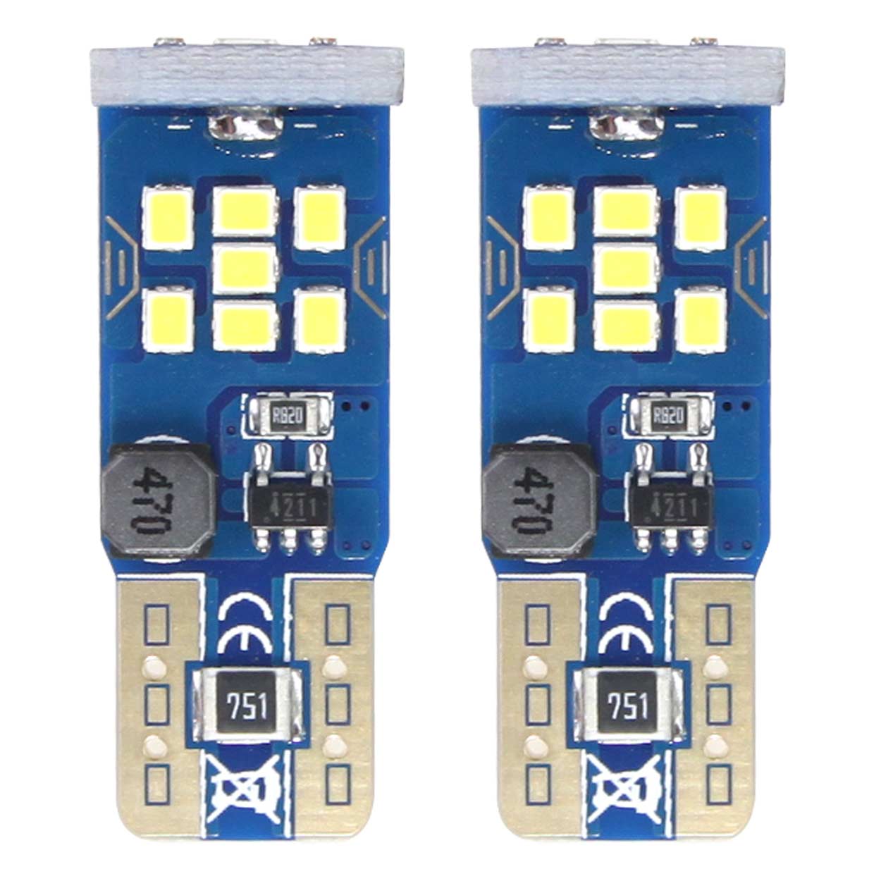 LED žarnici AMiO CANBUS T10 W5W 21SMD 2016, bela, 12-24V