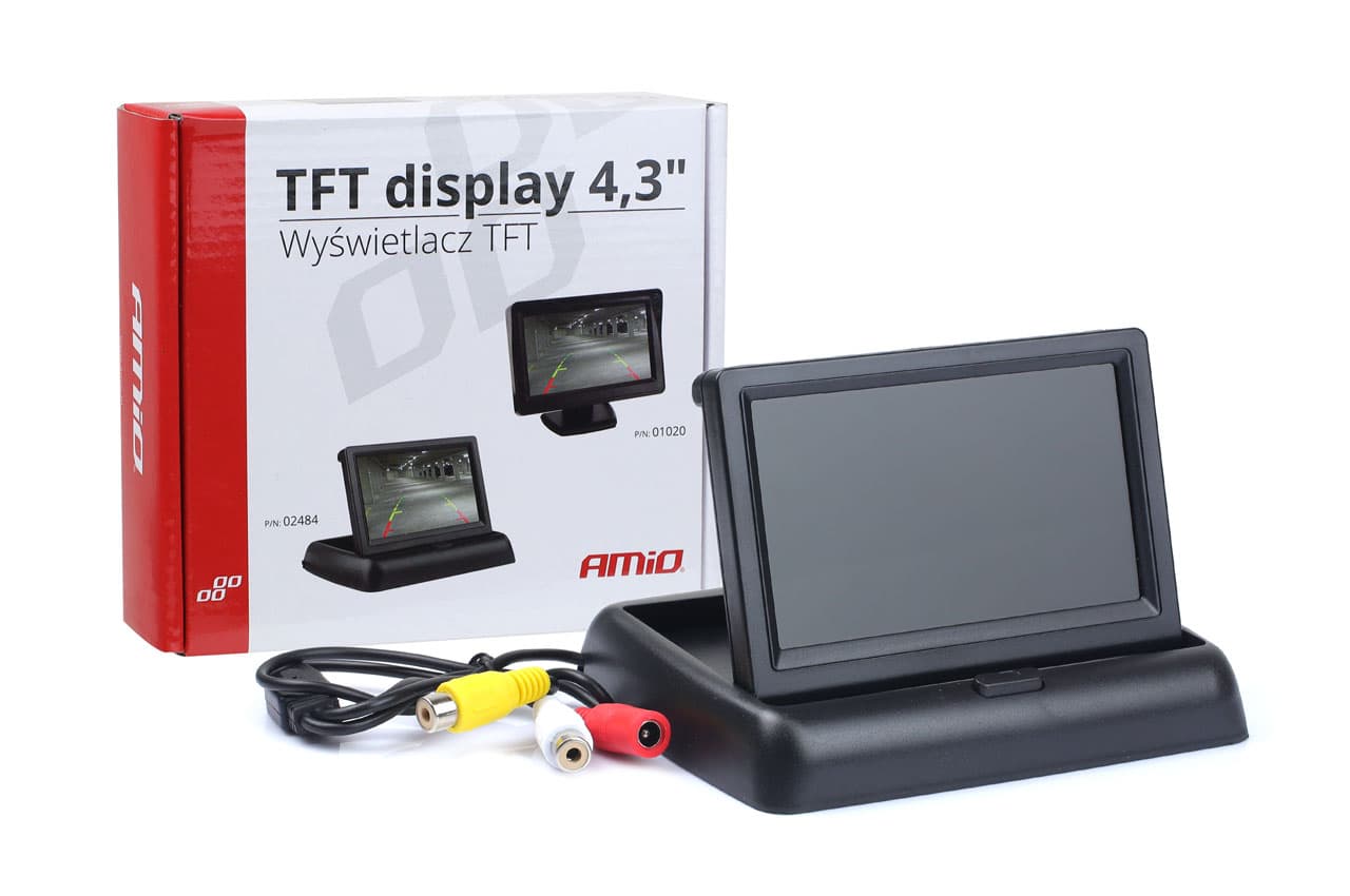 AMiO sklopiv zaslon za kameru za vožnju unatrag TFT02, 4.3"