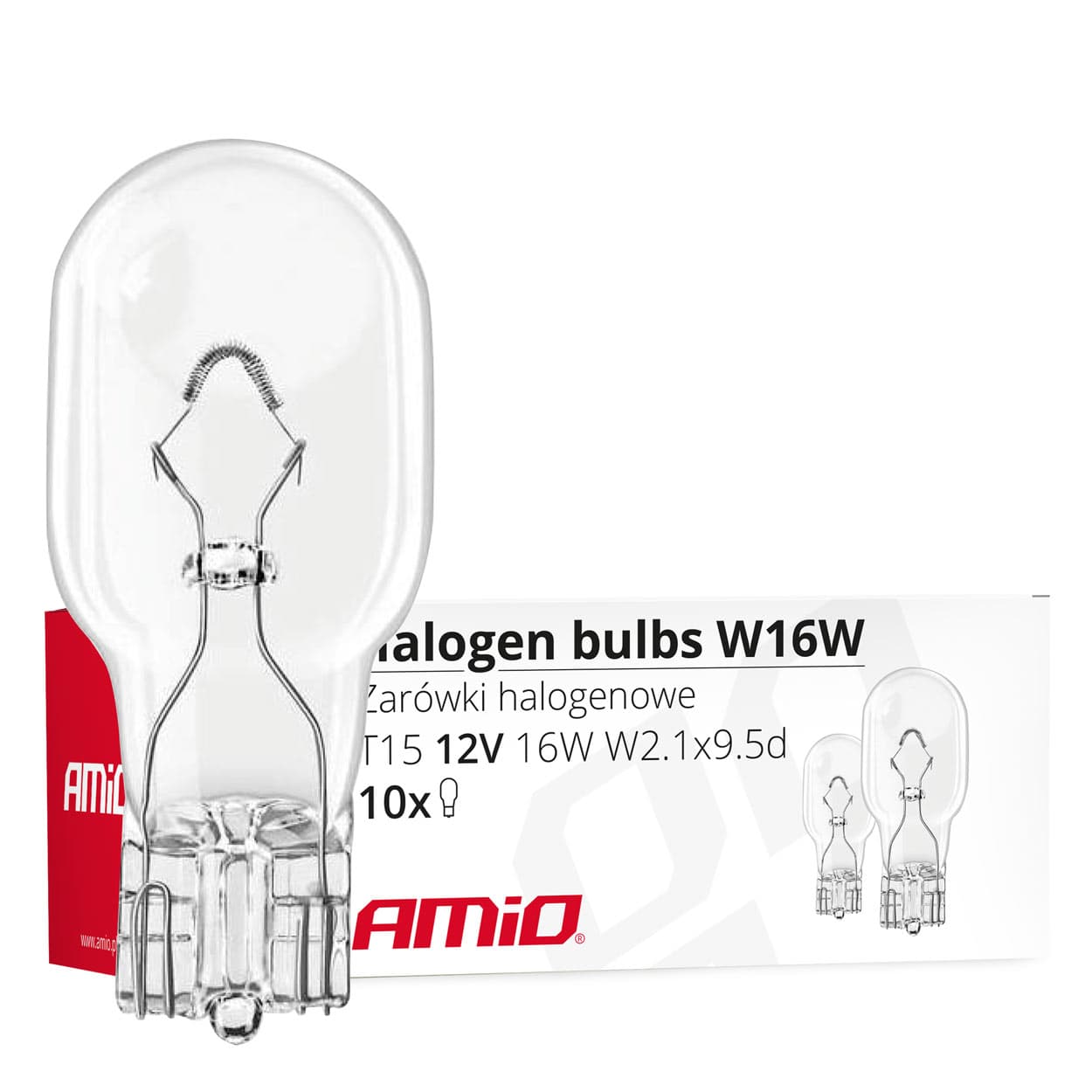 AMiO Halogenske žarnice T15 W16W (12V, 16W, W2.1x9.5d) - 10 kos.