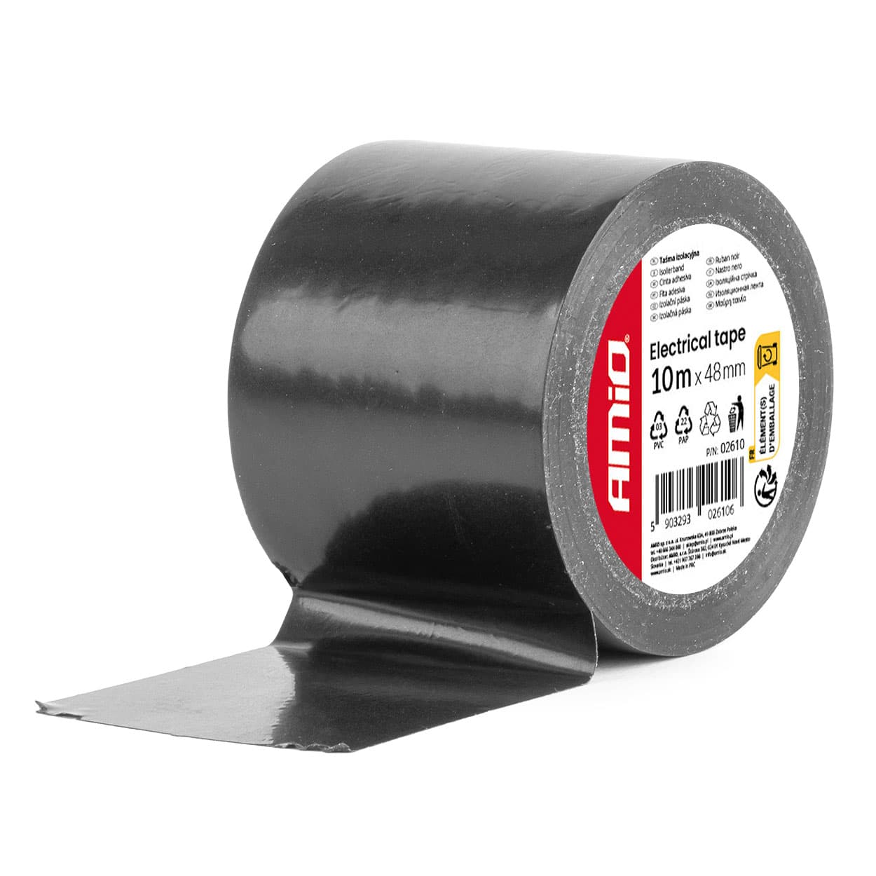 AMiO Izolirni trak, črn, PVC, 48 mm x 10 m