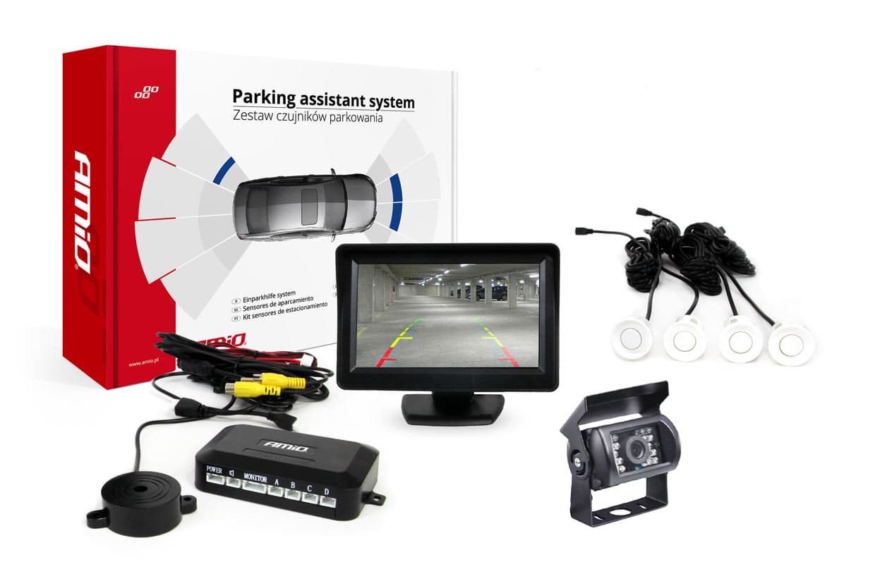 AMiO Parking senzorji TFT01 (4.3") s kamero HD-501-IR, 4 beli senzorji