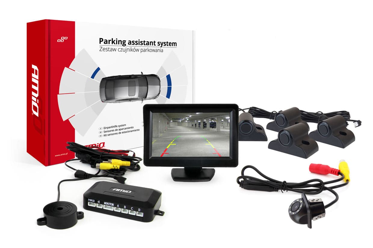 AMiO Parking senzorji TFT01 (4.3") s kamero HD-305-LED, 4 črni senzorji (Truck)