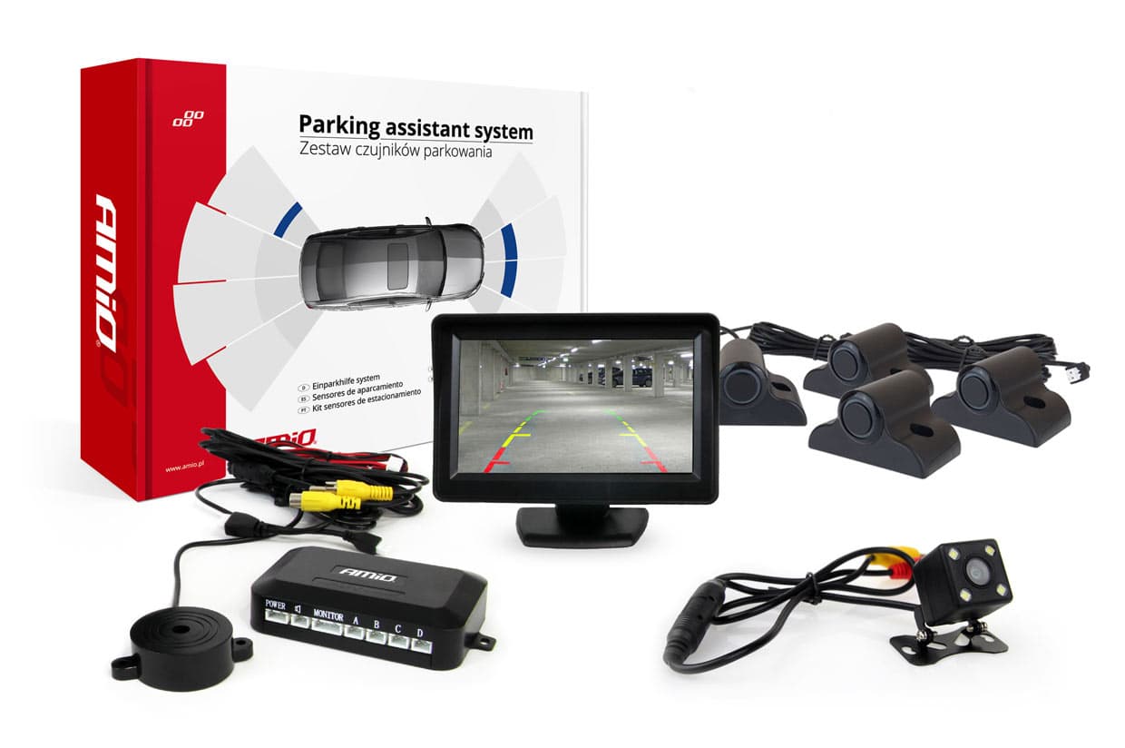 AMiO Parking senzorji TFT01 (4.3") s kamero HD-315-LED, 4 črni senzorji (Truck)