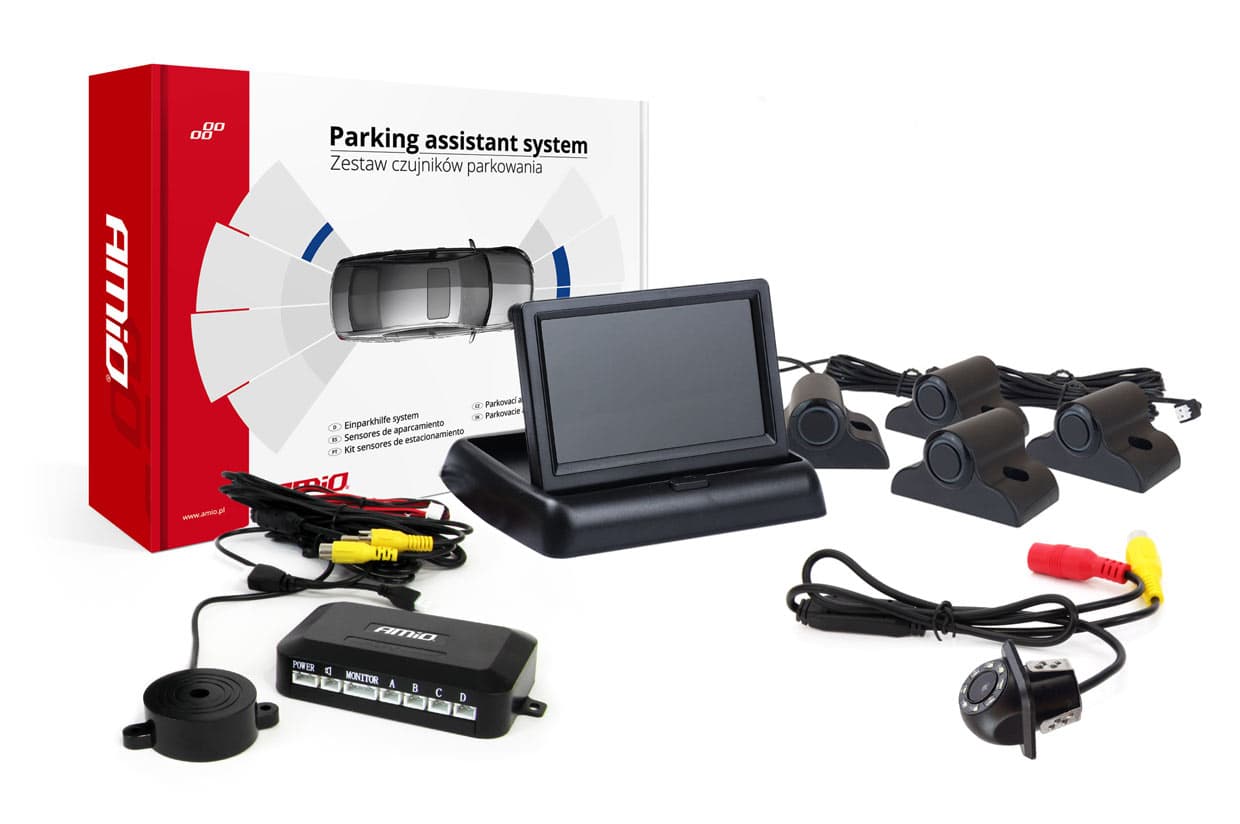 AMiO Parking senzorji TFT02 (4.3") s kamero HD-305-LED, 4 črni senzorji (Truck)