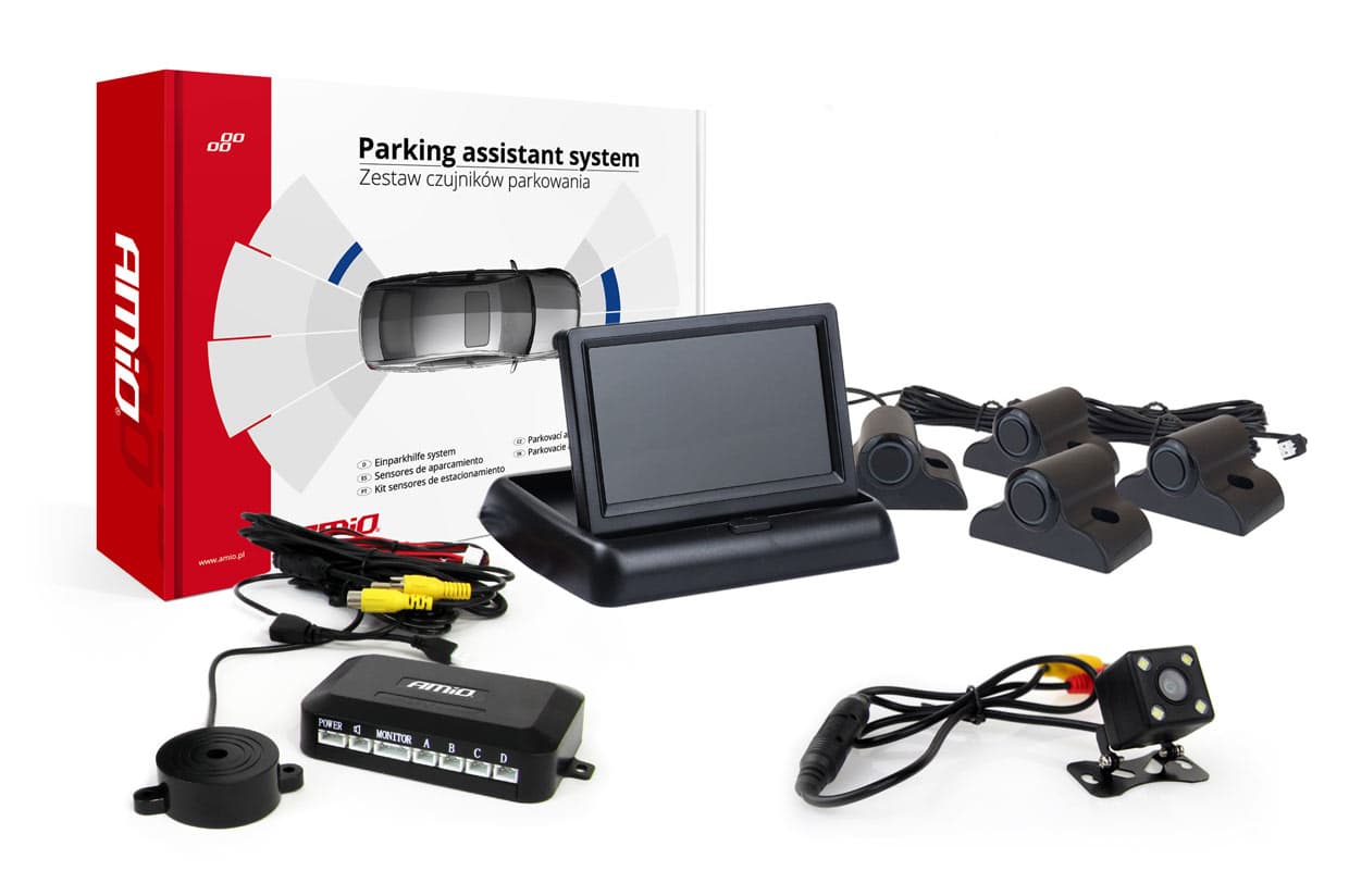 AMiO Parking senzorji TFT02 (4.3") s kamero HD-315-LED, 4 črni senzorji (Truck)
