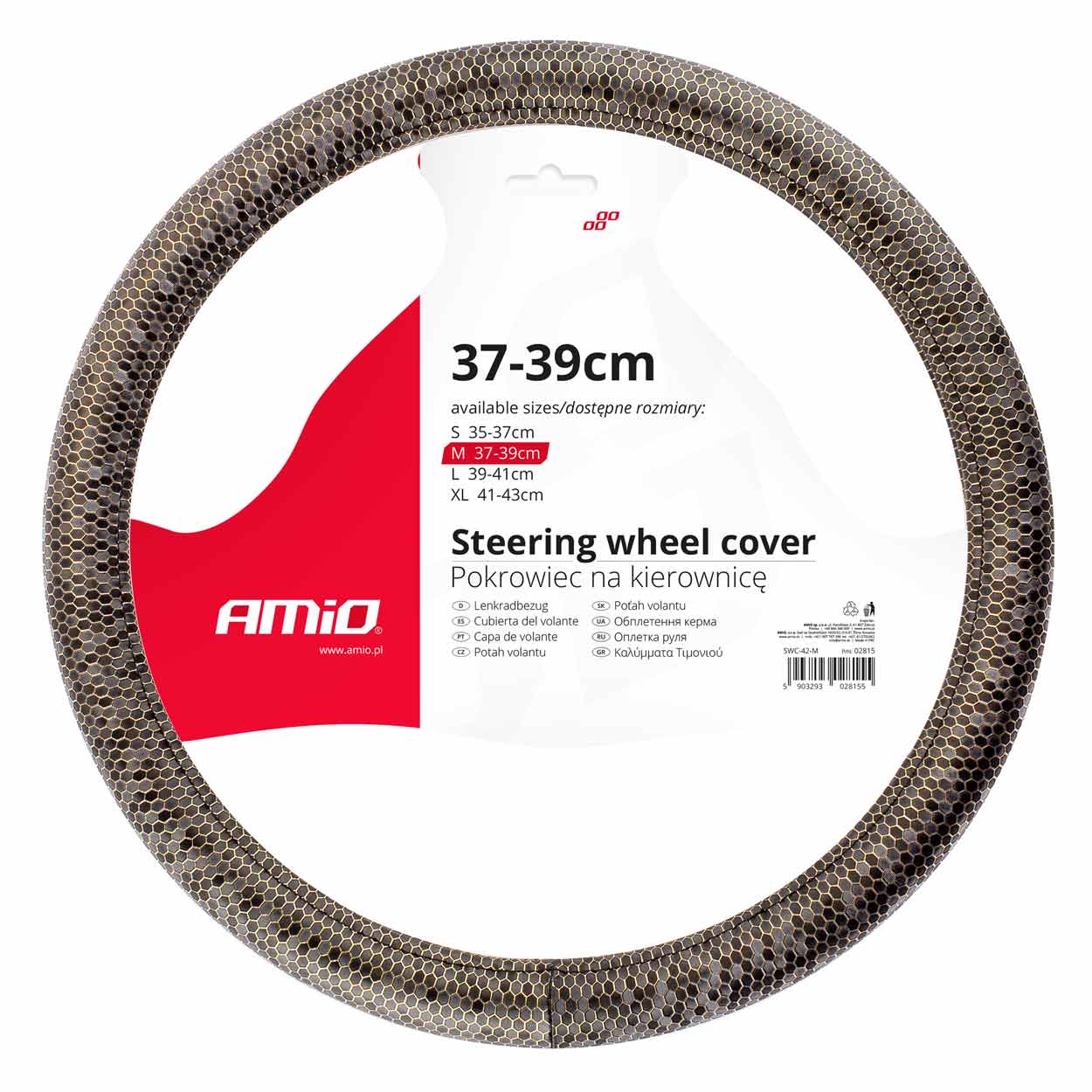 AMiO Prevleka za volan, vel. M (37-39 cm) - usnjena