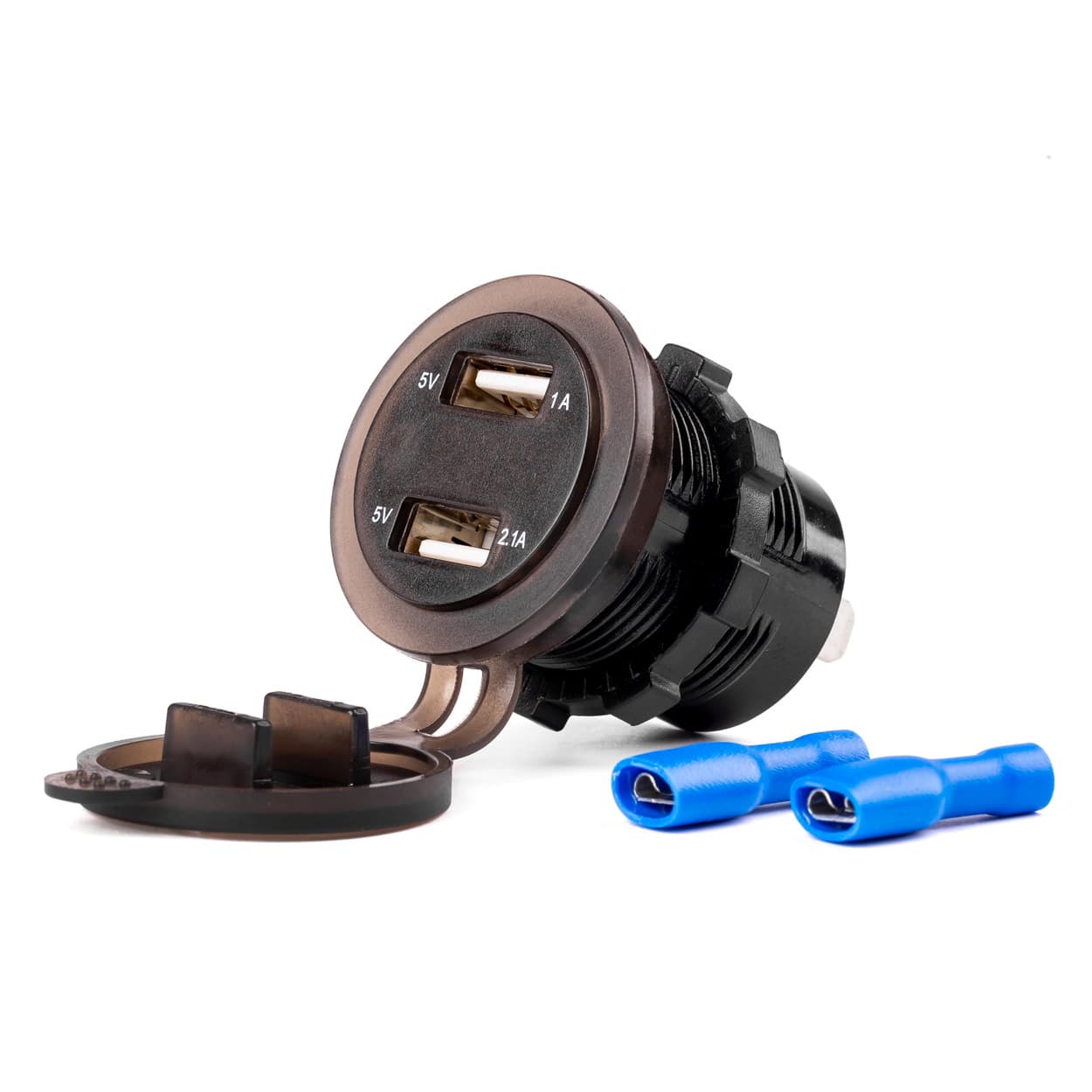 AMiO Vodoodporna polnilna postaja 2x USB z merilnikom napetosti 12V/24V