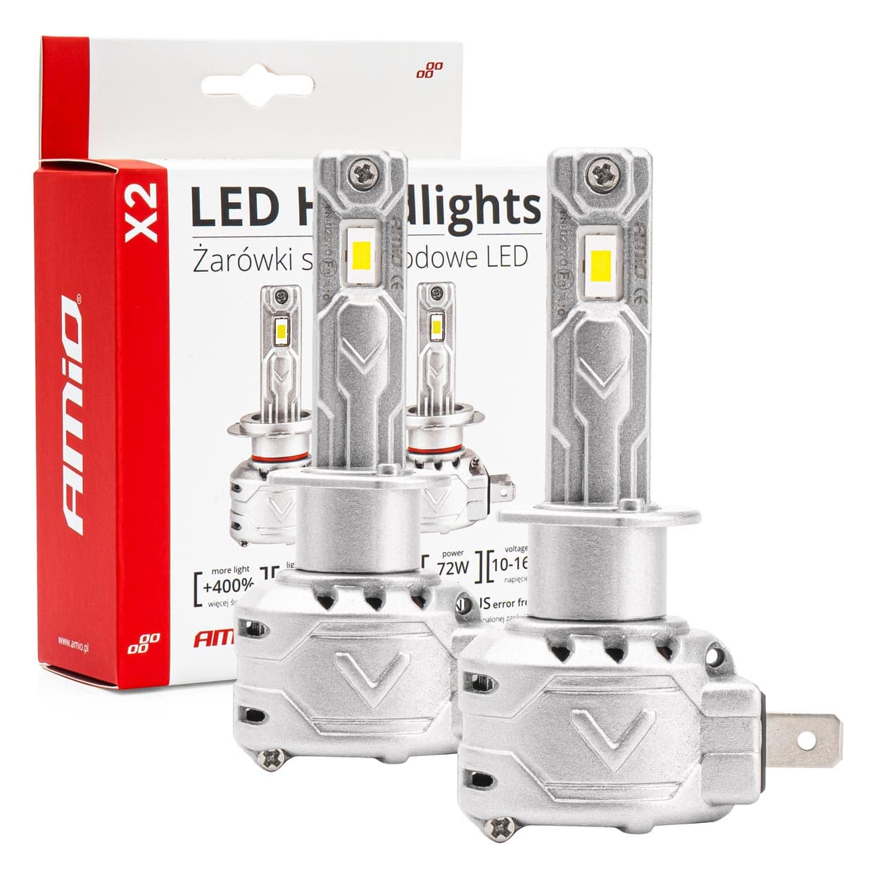 Avtomobilske LED žarnice AMiO X2 H1, 6500K, Canbus