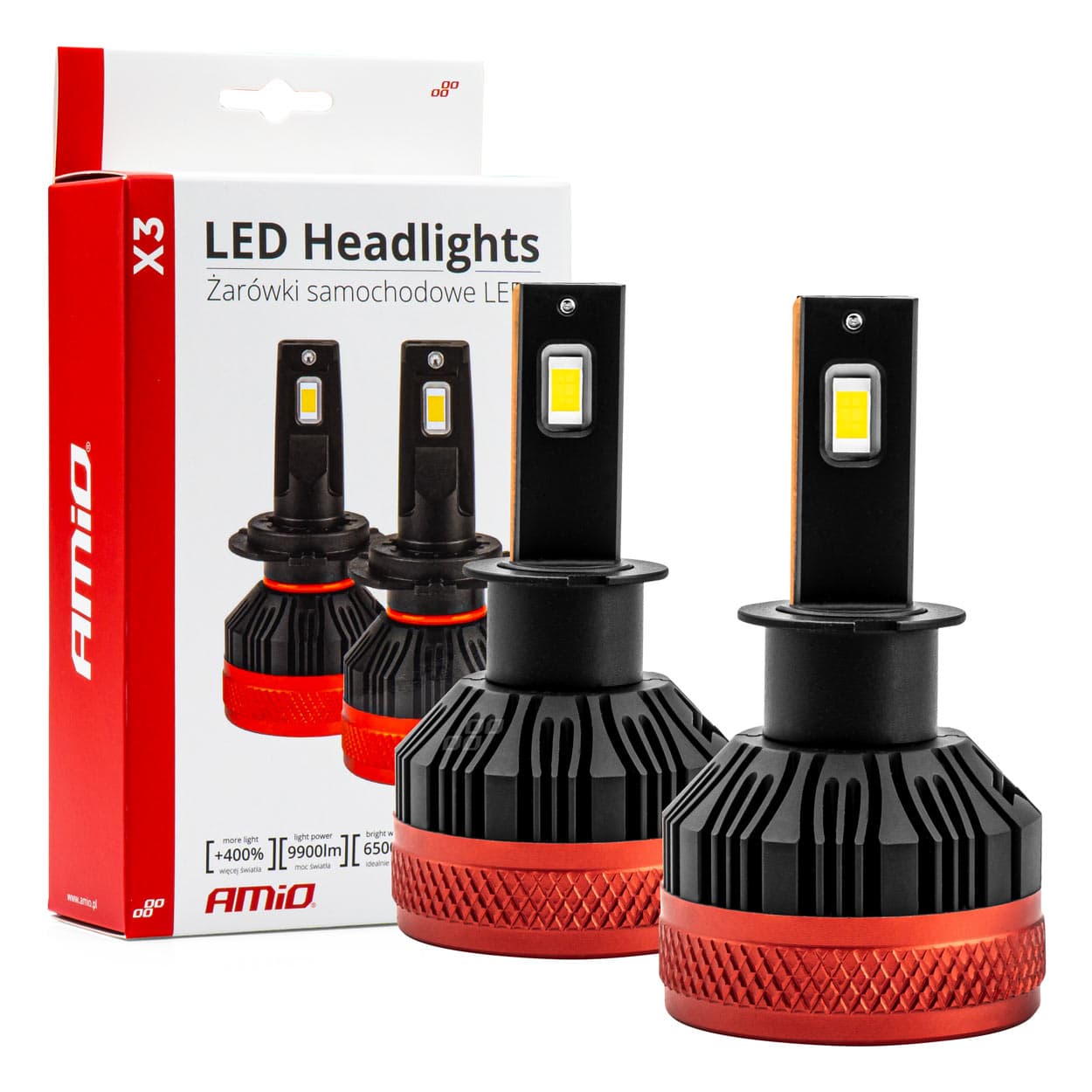 AMiO LED žarnici H3 X3 6500K CANBUS
