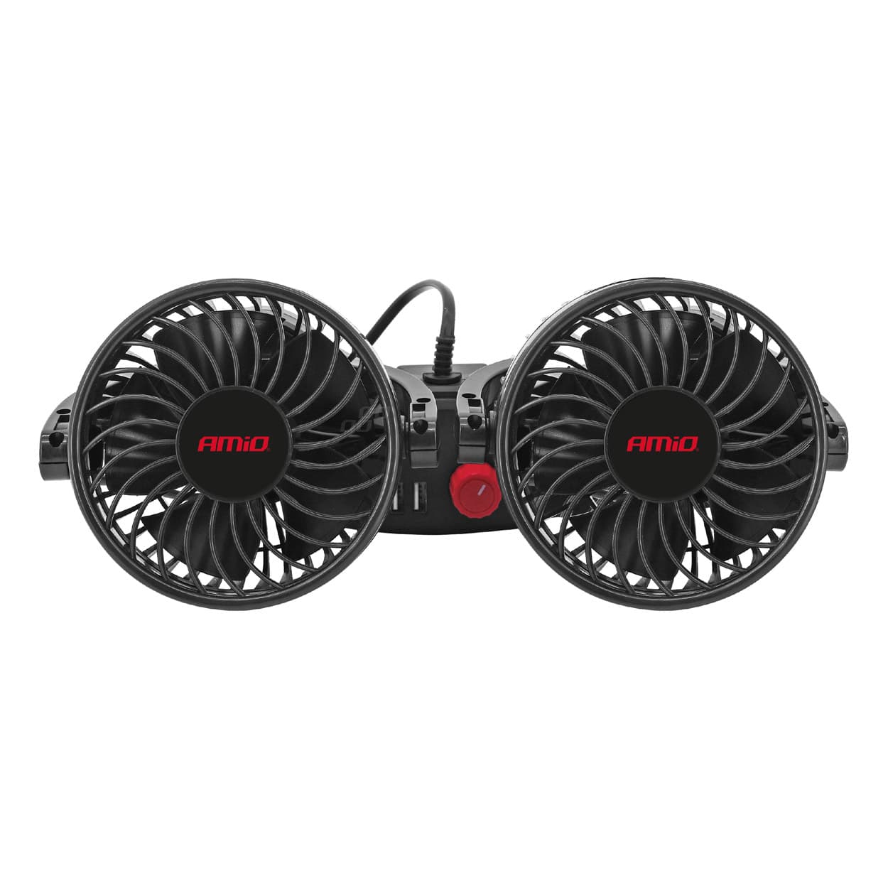 Dvojni avtomobilski ventilator AMiO 12V na vzglavnik z 2x USB polnilcem
