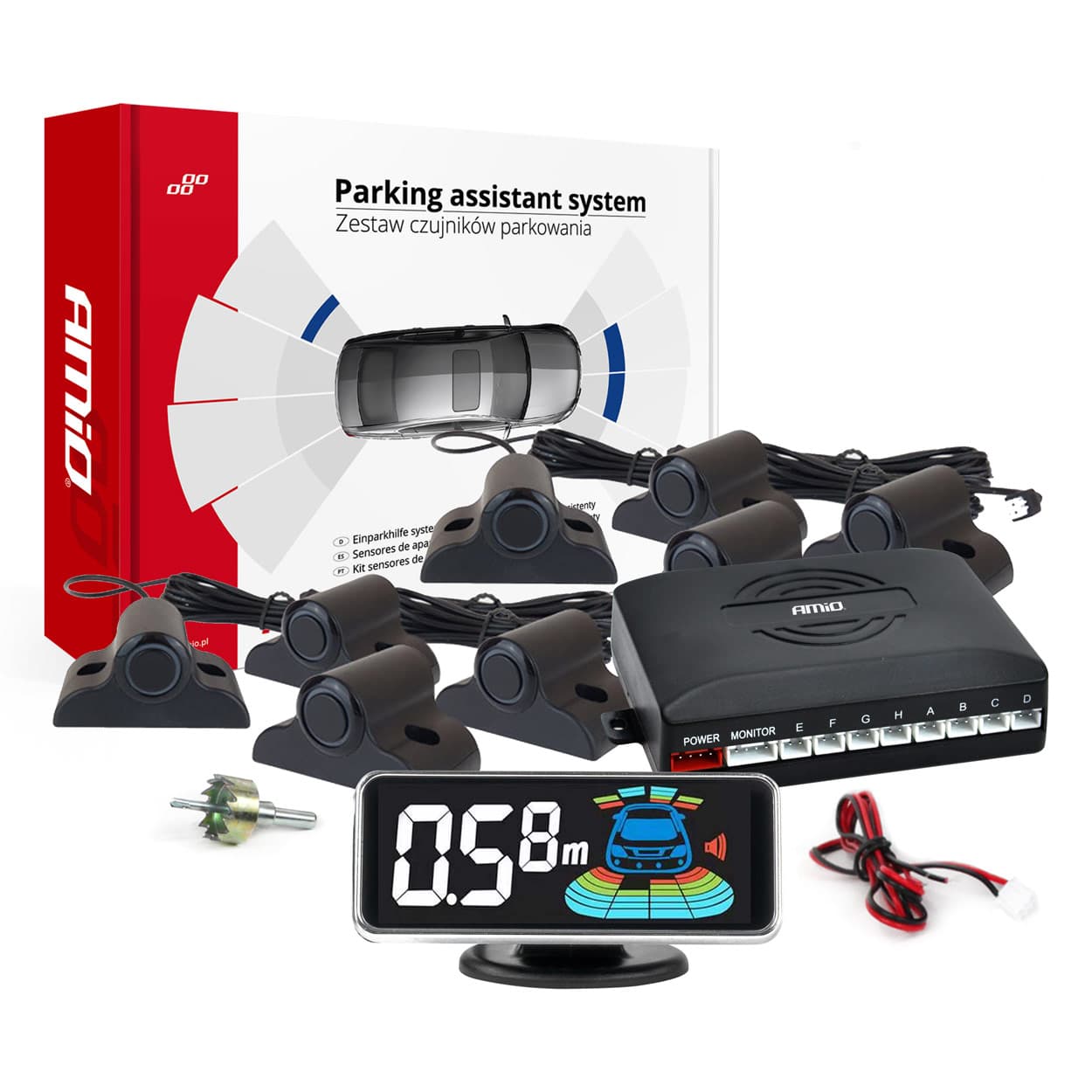 AMiO Parkirni senzorji črni spredaj/zadaj LED 3D (Truck/Bus)