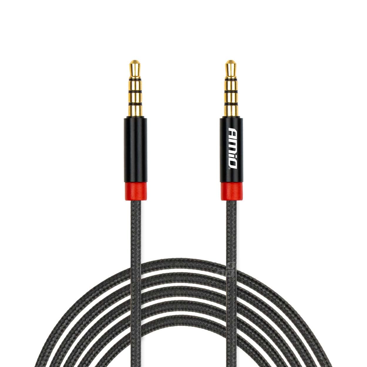 AMiO AUX kabel mini jack 3,5mm, opleten, 200cm, črn