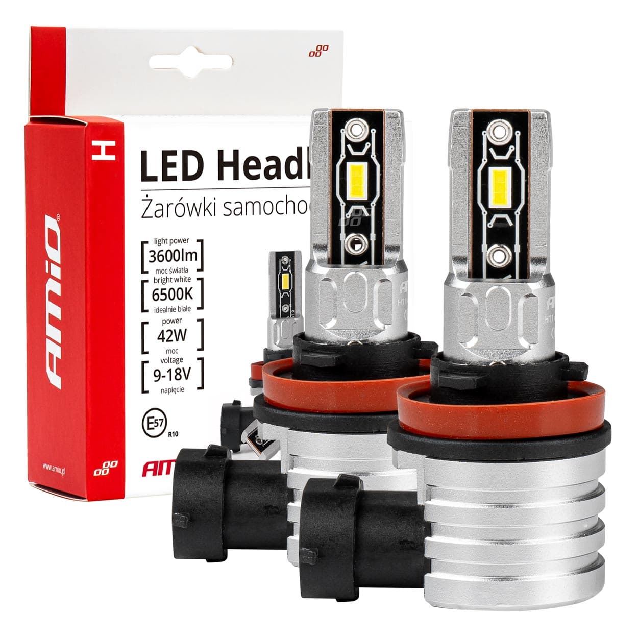 LED avtomobilske žarnice AMiO H-mini H8/H9/H11/H16 6500K CANBUS