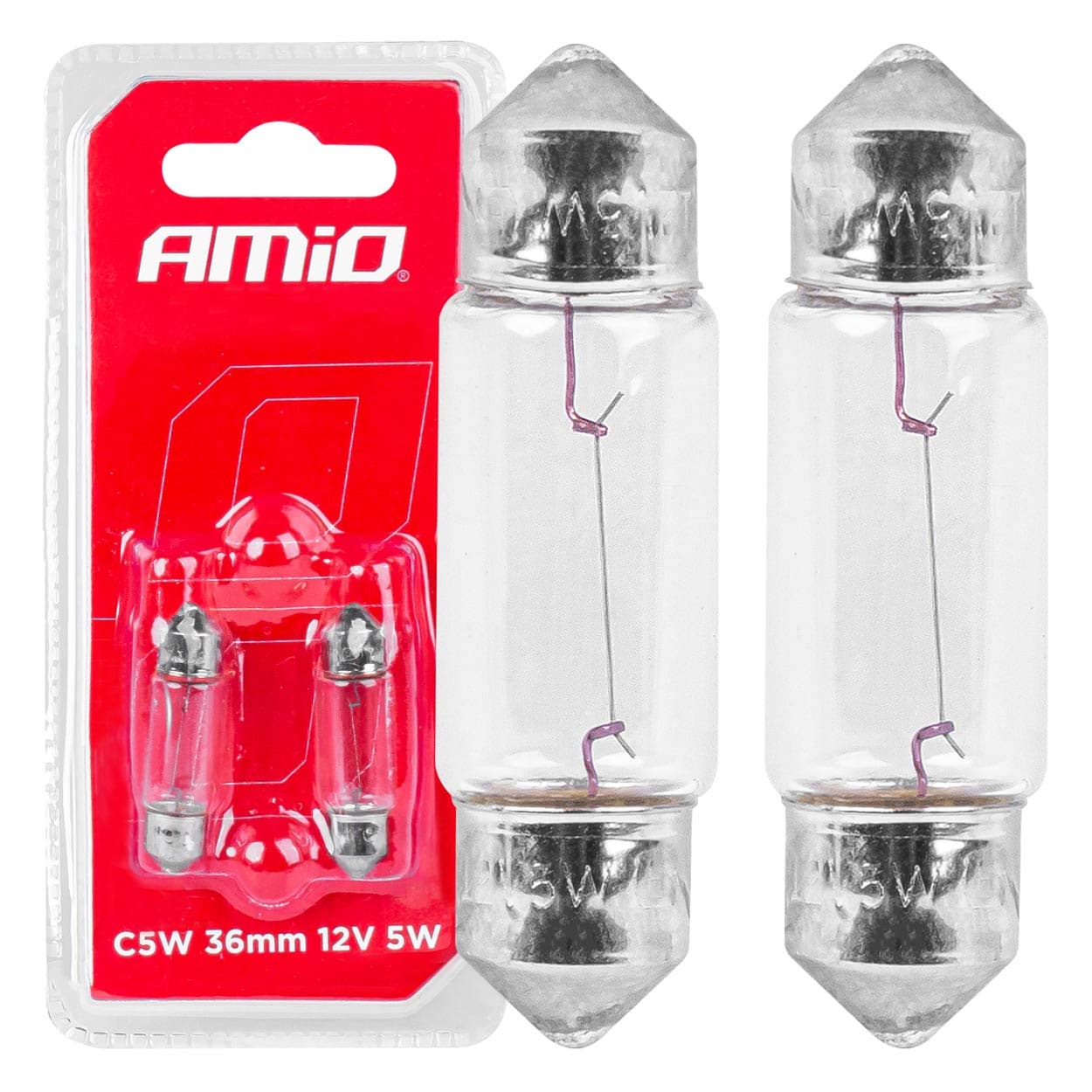 Halogenska cevna žarnica AMiO C5W 36mm 12V (2 kos.)