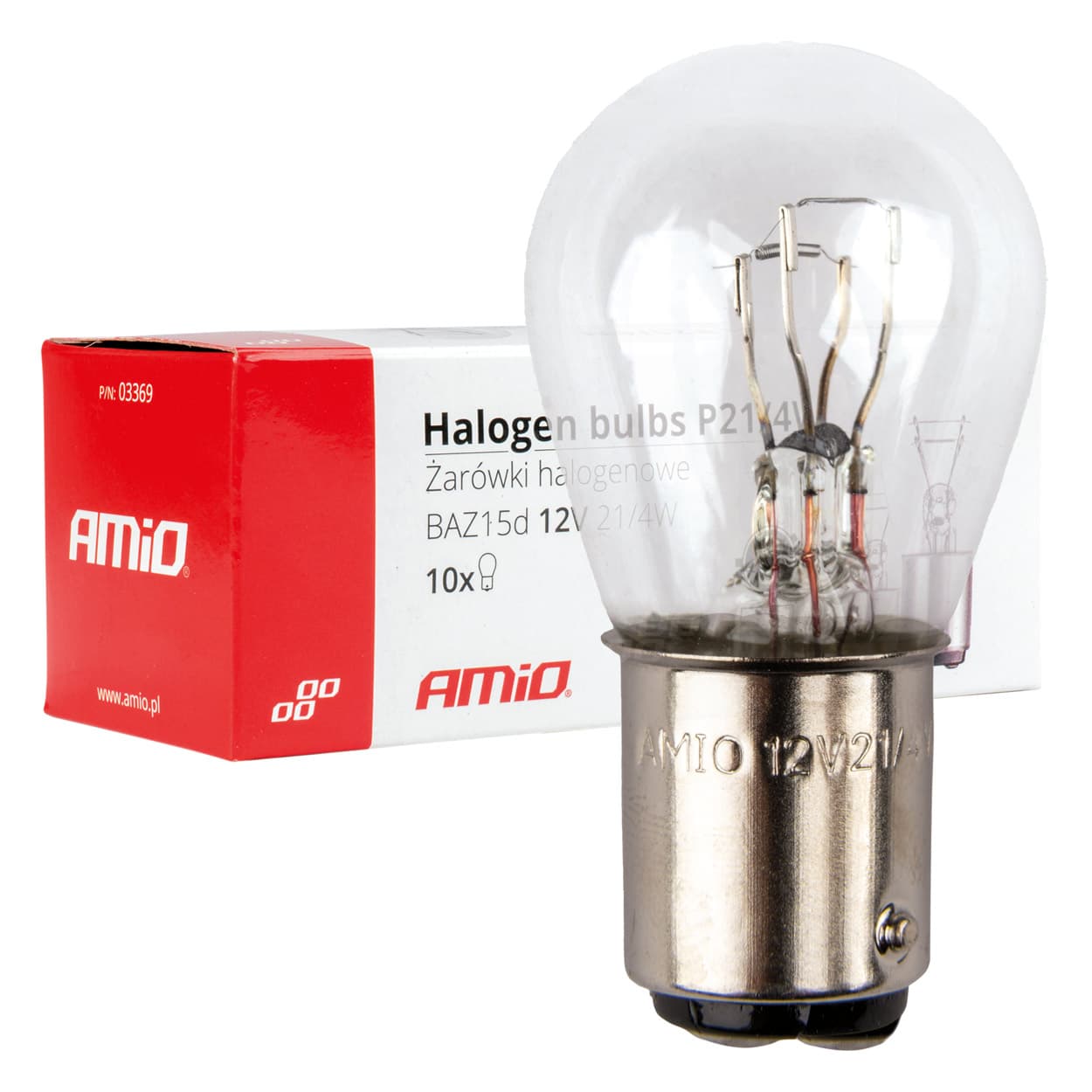 AMiO P21/4W 12V BAZ15D halogenske žarnice, 10 kosov