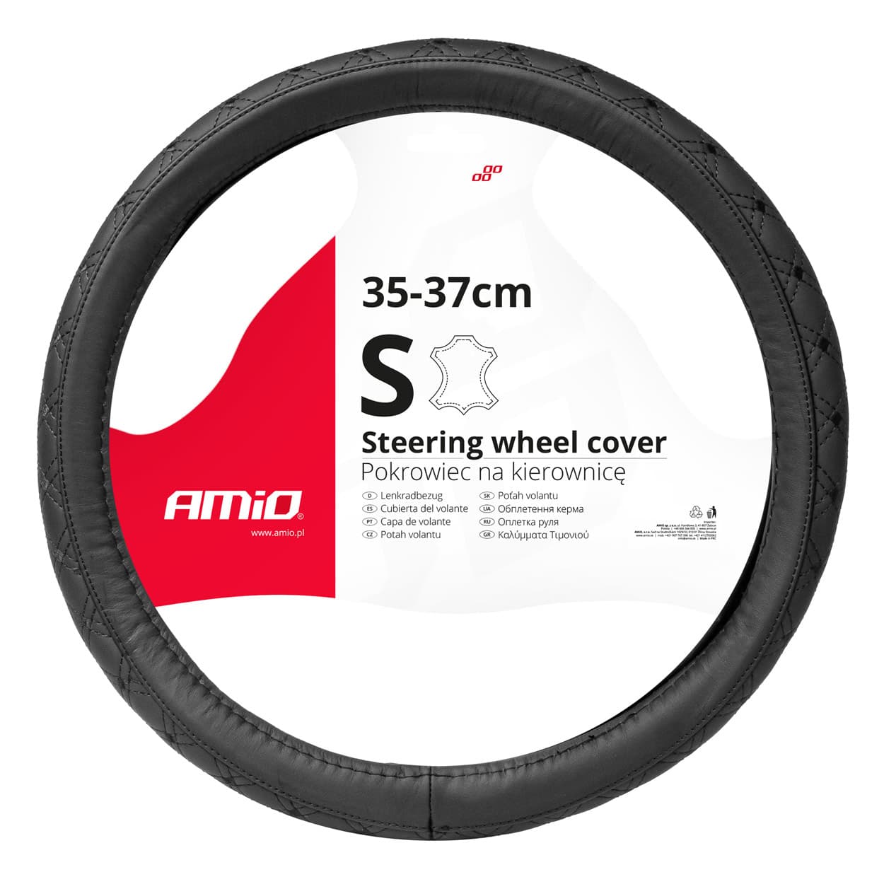 AMiO prešita usnjena prevleka za volan S 35-37 cm