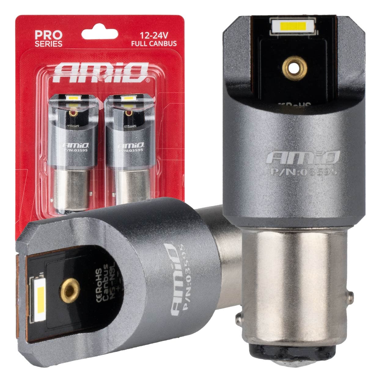 Avtomobilske LED žarnice AMiO BAY15d P21/5W, bele, 12V/24V