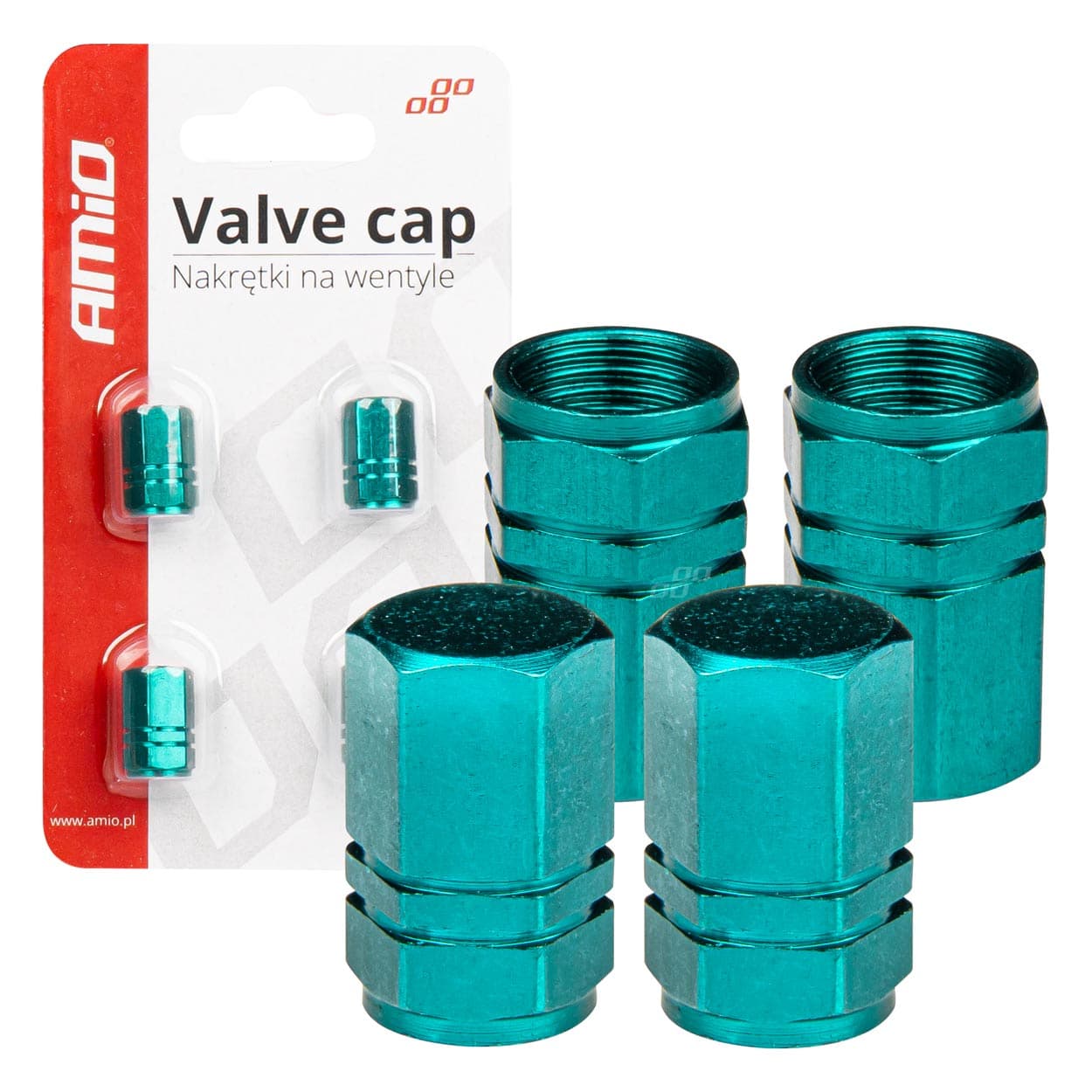 AMiO Alum. kapice za ventile, zelene, 4 kos