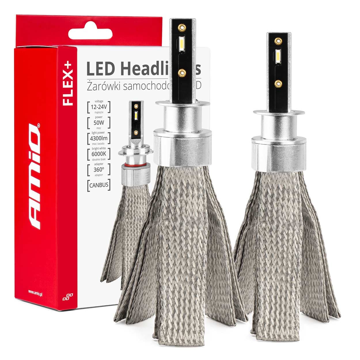 AMiO FLEX+ H1 LED žarnice za avto (12V/24V, 6000K, Canbus)