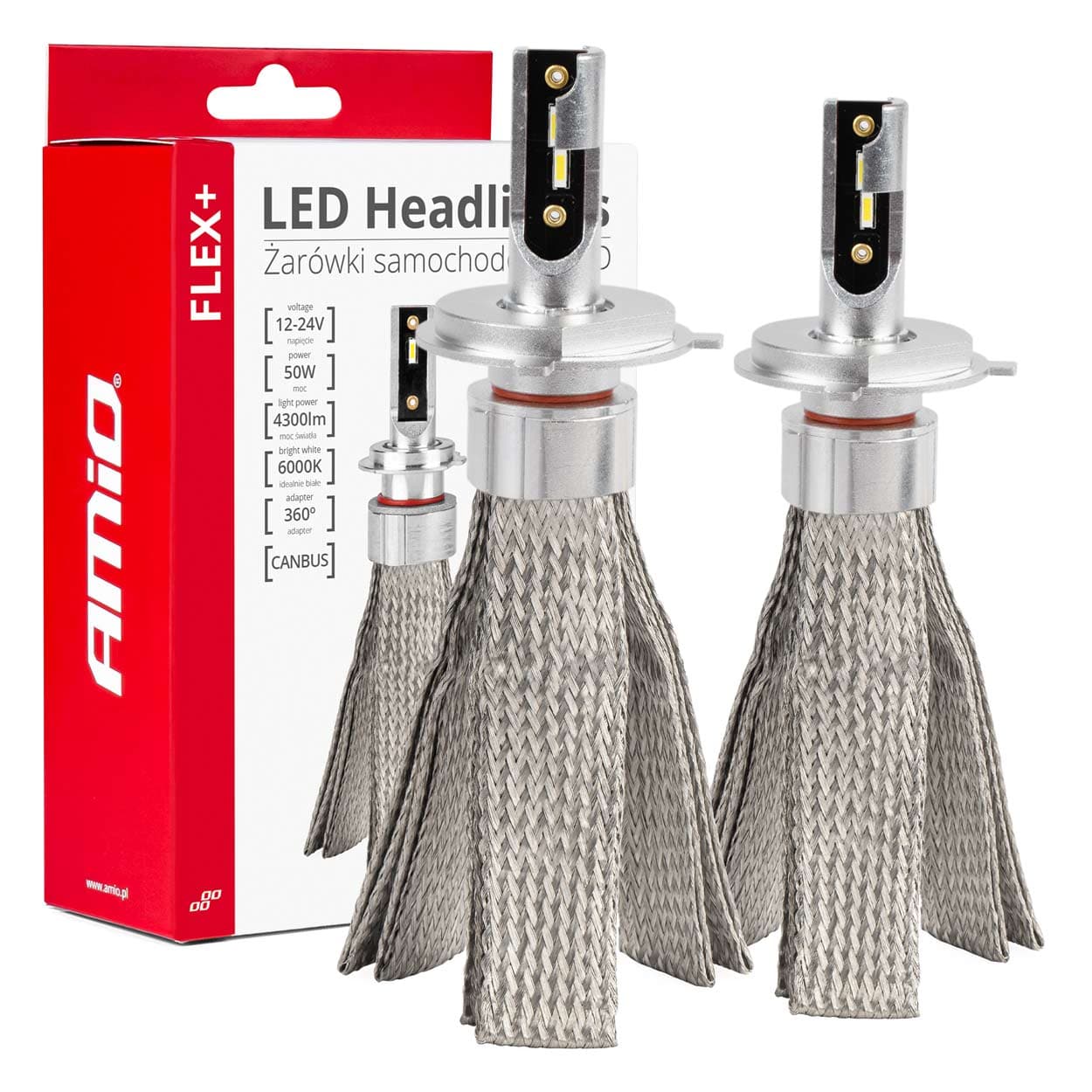 AMiO FLEX+ H4/H19 LED žarnice za avto (12V/24V, 6000K, Canbus)
